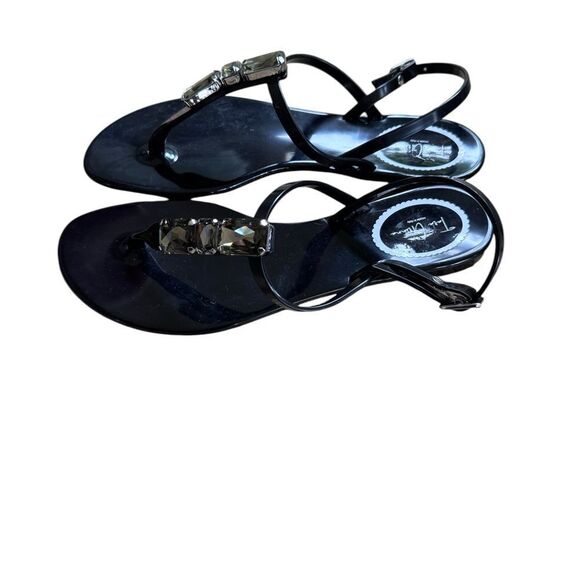 TARA GRINNA SWIMWEAR LLARIA JELLY SANDALS Back Strap Crystals Black 39 - Picture 7 of 9